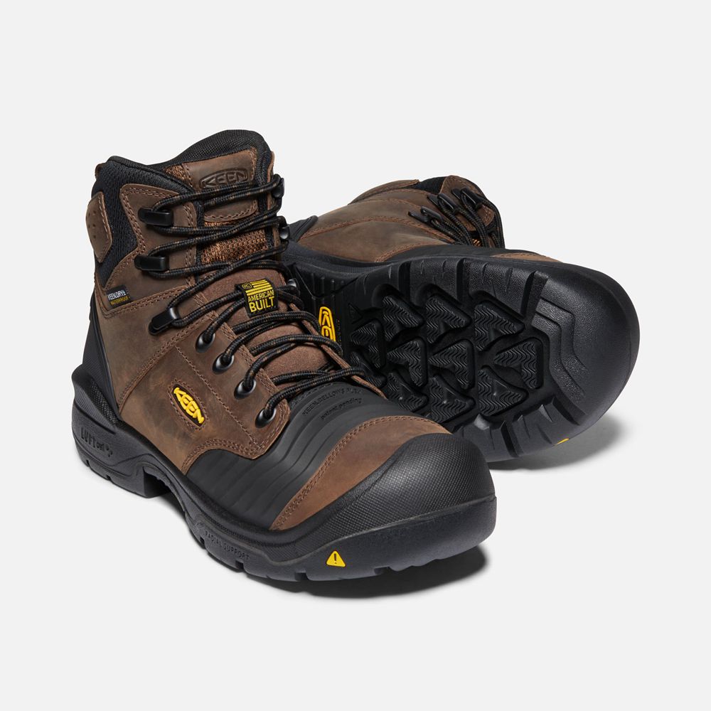 Botas de Trabajo Keen Mexico Marrom/Negros - Hombre Portland 6\" Waterproof (Carbon-Fiber Toe) - FN48